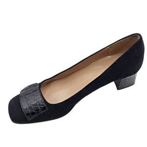 Talbot's Black Suede Block Heel  Pump 6.5 M